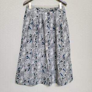 Pykettes Vintage Skirt Womens Large 12  Floral Paisley A Line Black White Midi